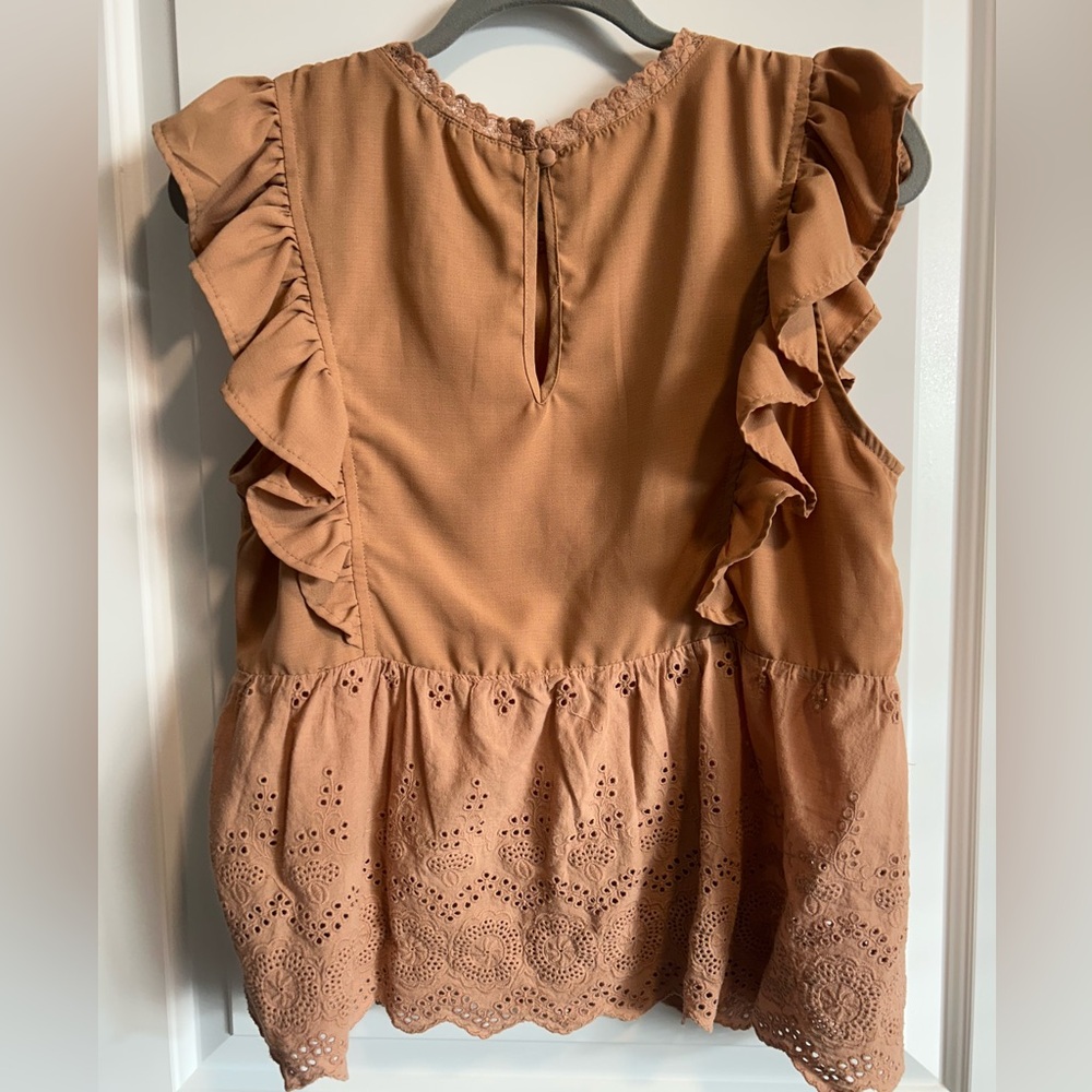 Women's Ruffled Brown Top - Picture 5 of 5